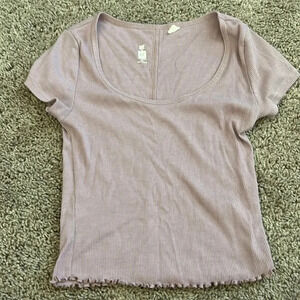 ME TO WE essentials lilac rose pink ribbed crop top